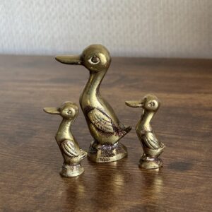 Vintage Set Of 3 Brass Runner Ducks