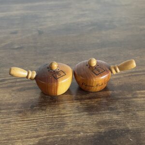 Vintage Wooden Saucepan Salt & Pepper