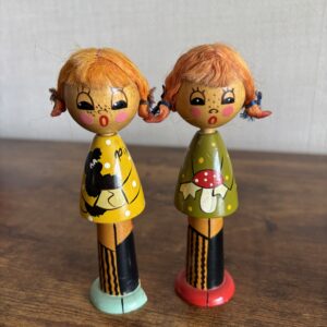 Vintage Salvo Wooden Hand Painted Pipi Dolls