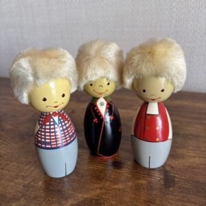 Vintage Salvo Folk Art Wooden Hand Painted Dolls