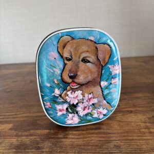 Vintage Tin - Sharps Toffee Tin - Dog With Flowers Design