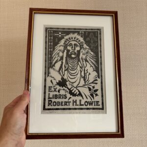 Framed Image Of A Woodcut Bookplate For Anthropologist Robert H Lowrie
