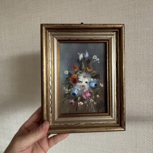Small Framed Floral Acrylic On Board -A