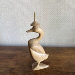 Hand Carved Wooden Duck With A Hat