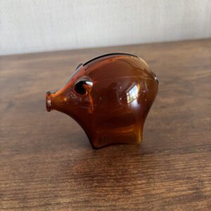 Small Vintage Amber Glass Money Box
