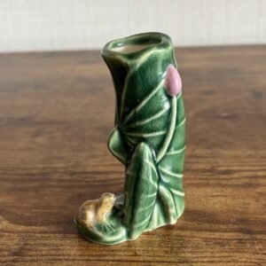 Small Green Pottery Bud Vase With Frog