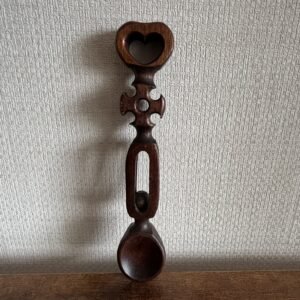 Vintage Wooden Loving Spoon With Caged Ball