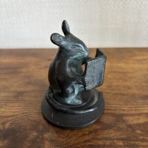 Vintage Paperweight Mouse Figure Reading