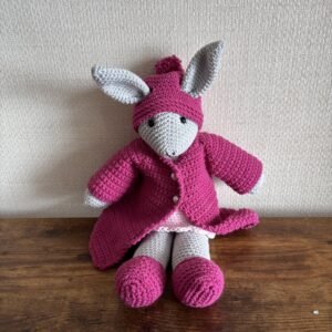 Hand Made Rabbit in Pink Clothes