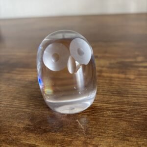 Vintage Hadeland Lead Crystal Glass Owl Paperweight Norway
