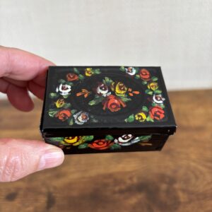 Little Hand Painted Tin - Black With Roses