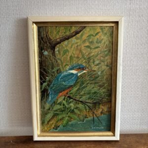 Vintage Kingfisher Painting Oil On Board