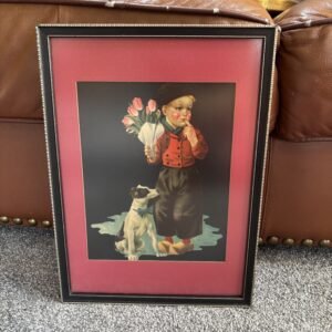 Boy with Tulips & Jack Russell Framed Print