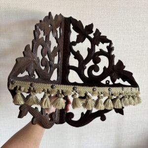 Antique Victorian Carved Wooden Corner Wall Shelf