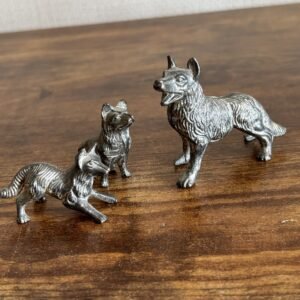 3 Small Pewter Dogs