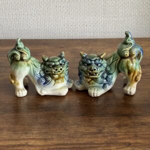 Vintage Ceramic Sancai Shisa Foo Dog Guardian Lions