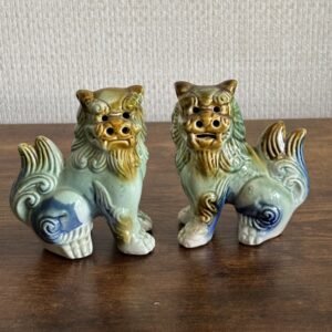 Vintage Ceramic Sancai Shisa Foo Dog Guardian Lions