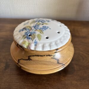 Wood Turner Bowl With Porcelain Lid With Holes