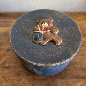 Papier-maché Round Box With A Bear