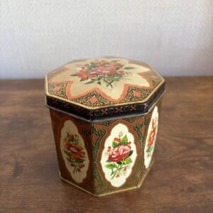 Vintage Octagonal Gold Floral Tin