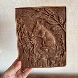 Hand Crafted Wooden Plaque - Squirrel in Woodland Scene