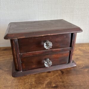 Antique Victorian Small Tabletop Drawers With Glass Knobs