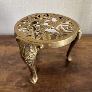 Vintage Brass Trivet With Grapevine Design