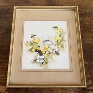 Flowers, Butterfly & Bees Original Painting By Rachael Dee