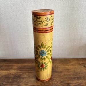 Vintage Papier-maché Incense Cylinder Yellow Floral