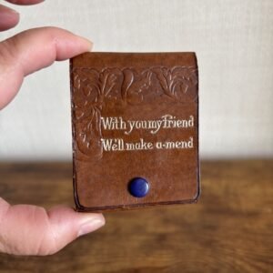 Vintage Leather Darning Wallet - With Thread and Needles.