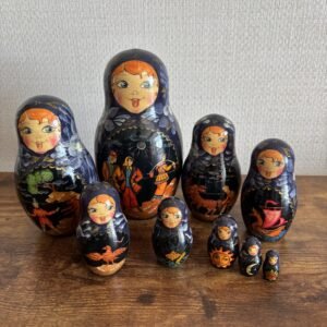 Set Of 9 Nesting Russian Dolls - Folk Art Fairy Tales