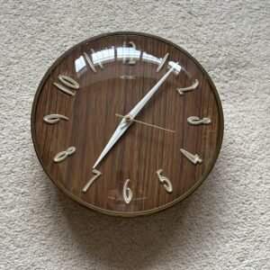 Mid Century Metamec Teak Wood Effect Wall Clock