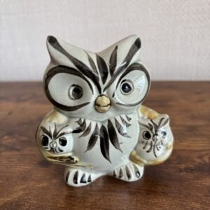 Vintage Tonala Mexican Folk Art Pottery Owl with Chicks