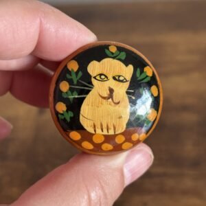 Small Wooden Hand Painted Cat Pill Box