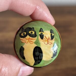 Small Wooden Hand Painted Cat Pill Box