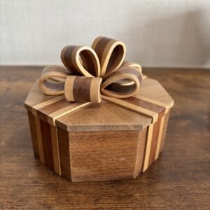 Octagonal Wooden Box With Bow