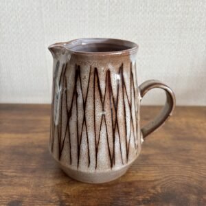 Brown Studio Pottery Jug With Zig Zag Design