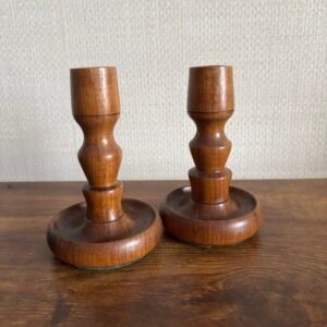 Pair Of Vintage Wooden Candlesticks