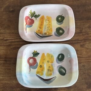 Pair Of Vintage Italian Hand Painted Cheese Dishes
