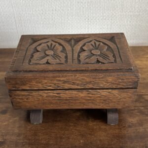 Rustic Hand Carved Wooden Music Box