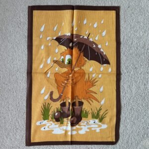 Vintage Tea Towel Duck In The Rain