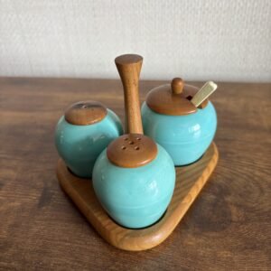 Mid Century Turquoise Scandinavian (Sweden) Cruet Set