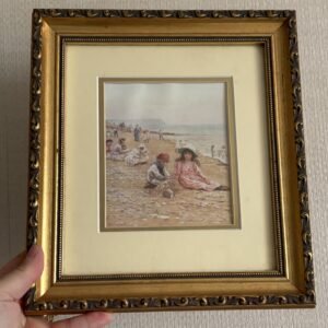Edwardian Framed Print On The Sands Sandown Isle Of Wight by Helen Allingham