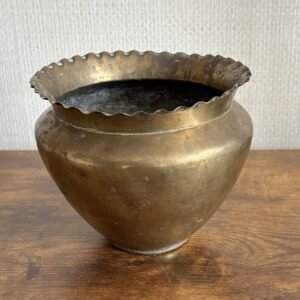 Vintage Brass Jardinière With Scalloped Rim