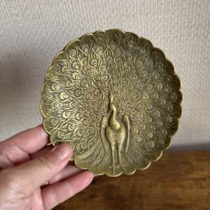 Vintage Peerage Peacock Brass Dish