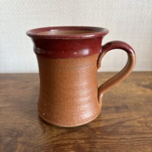 French Salt Glaze Hand Crafted Mug - Red Rim