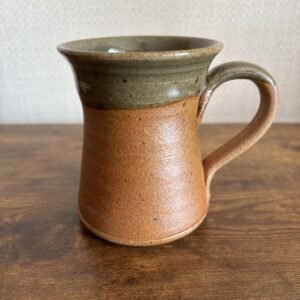 French Salt Glaze Hand Crafted Mug - Green Rim