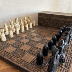 Large Replica Isle Of Lewis Chessmen Chess Set, Board & Box