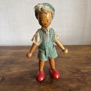 Vintage Wooden Peg Doll - Polish Folk Art